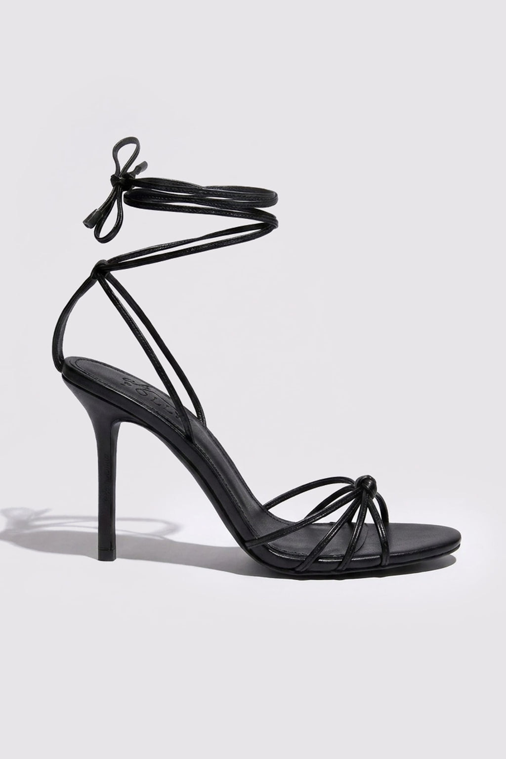 Lace-Up Heeled Sandal in Black