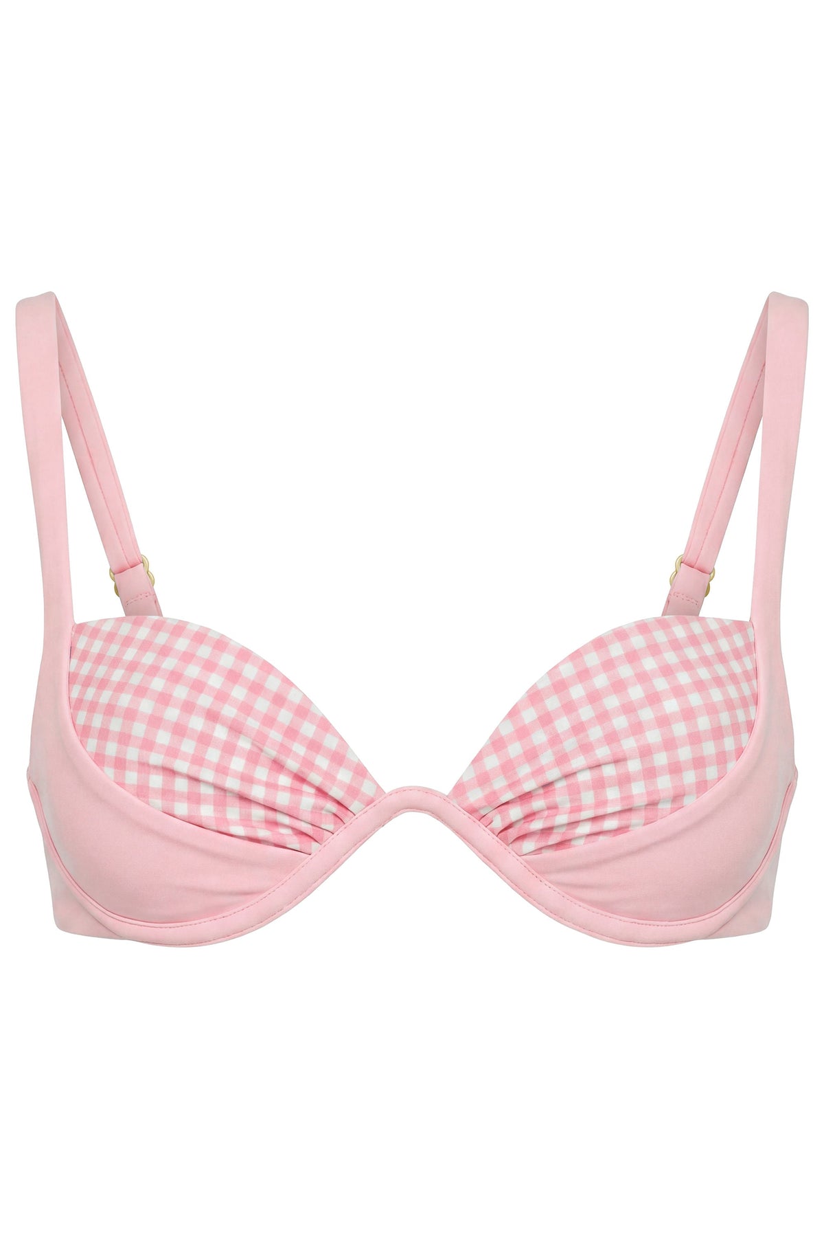 Underwired Bikini Top in Pink Gingham Print