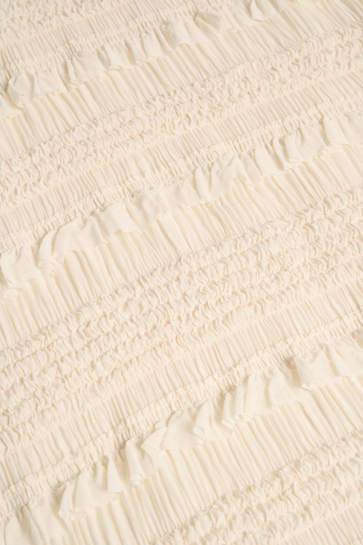 Ruffled Mid-Rise Shorts in Ivory