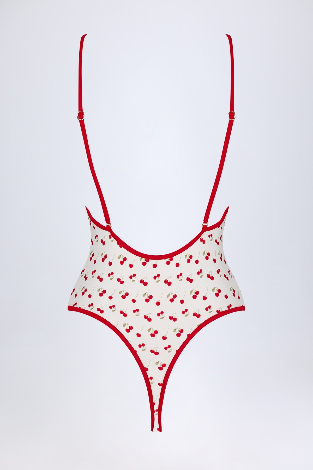Charm-Detail Cross-Back Swimsuit in Cherry Print