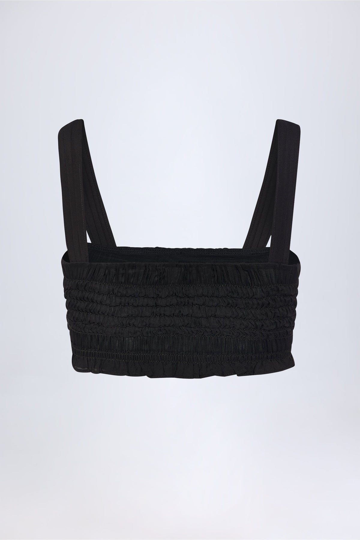 Ruffled Tie-Front Crop Top in Black
