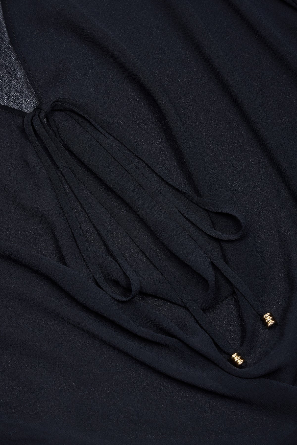 Cowl-Neck Mini Dress in Black