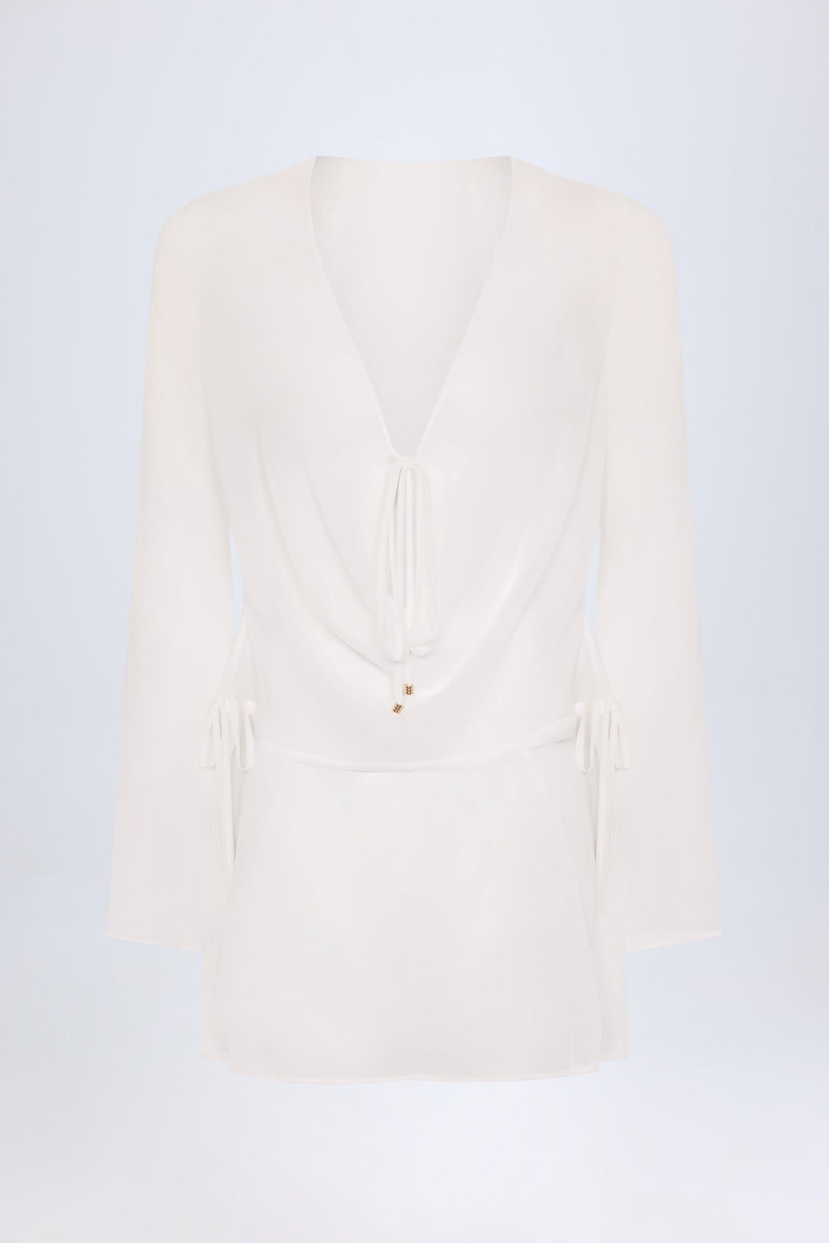 Cowl-Neck Mini Dress in White