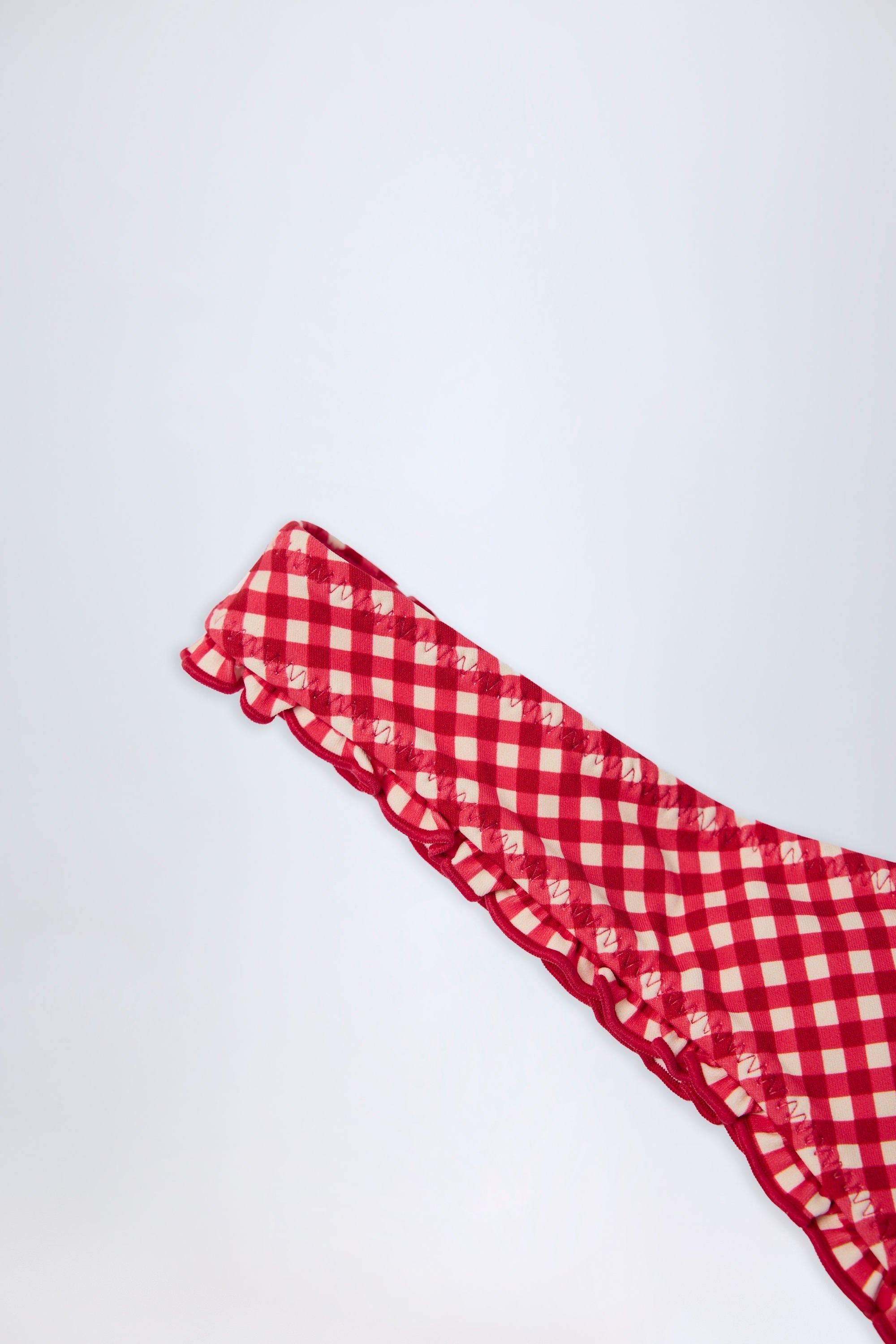 Ruffled Cheeky Bikini Bottoms in Red Gingham