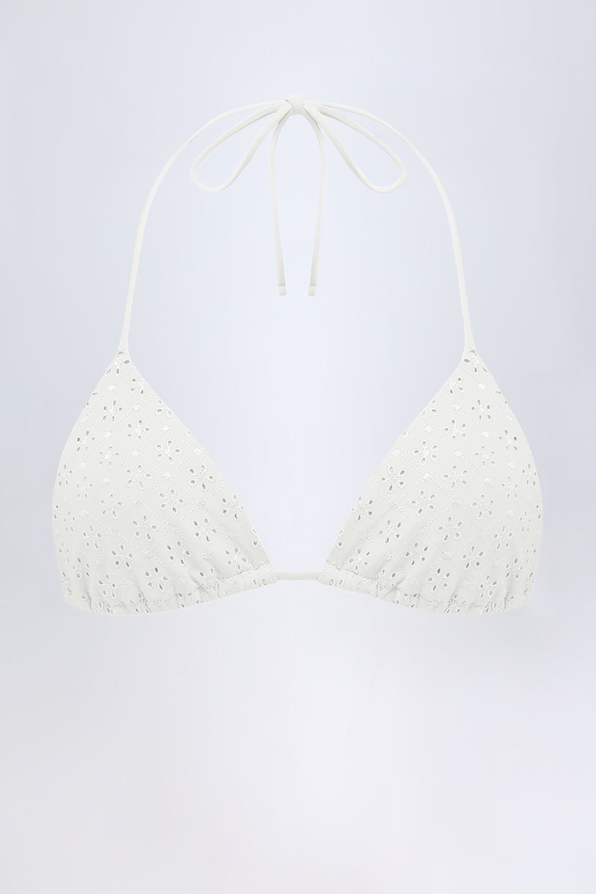 Broderie Anglaise Triangle Bikini Top in White