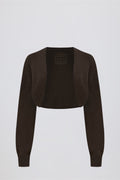 Ribbed-Knit Cropped Shrug in Pecan
