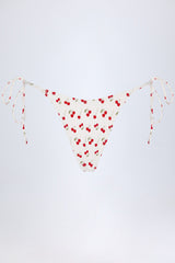 Side-Tie Cheeky Bikini Bottoms in Cherry Print