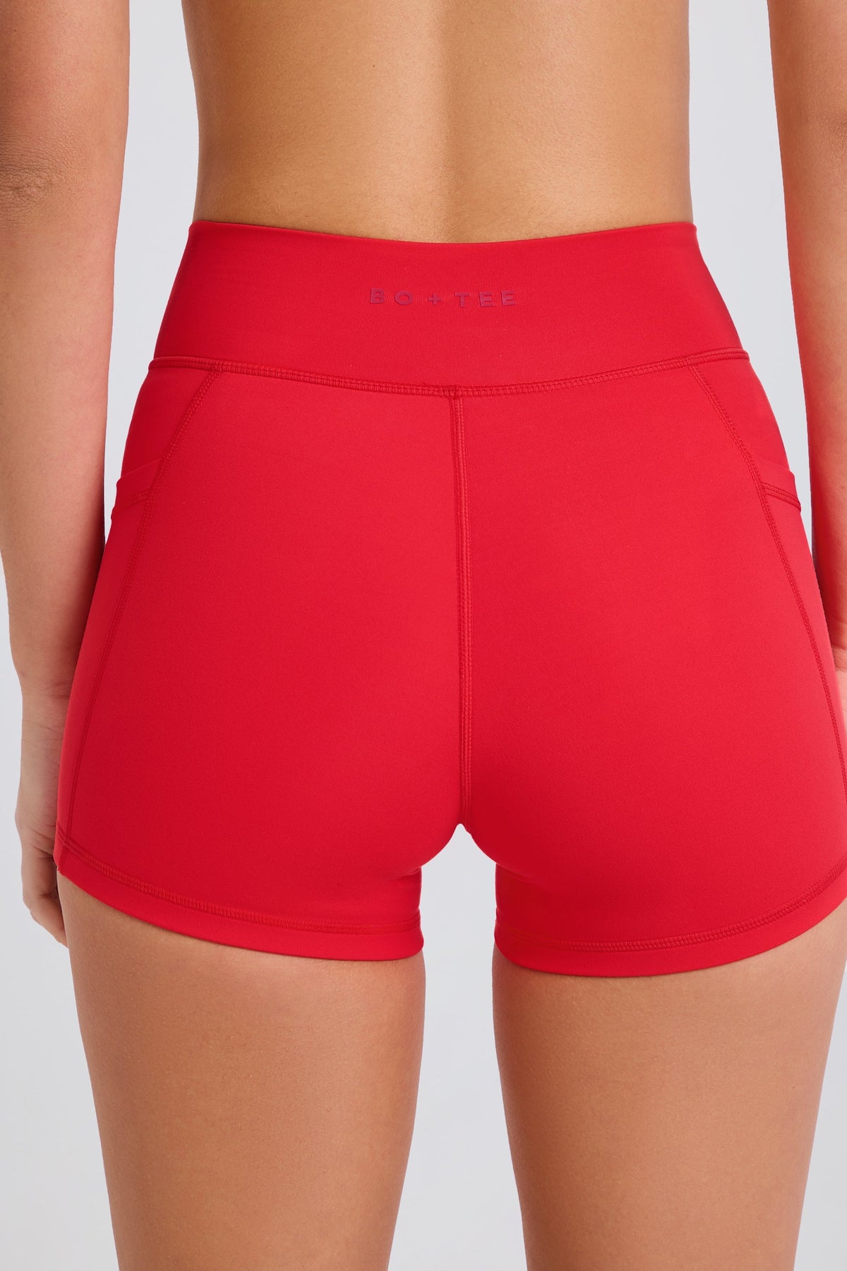 Soft Active Pocket V-Waist Mini Shorts in Strawberry