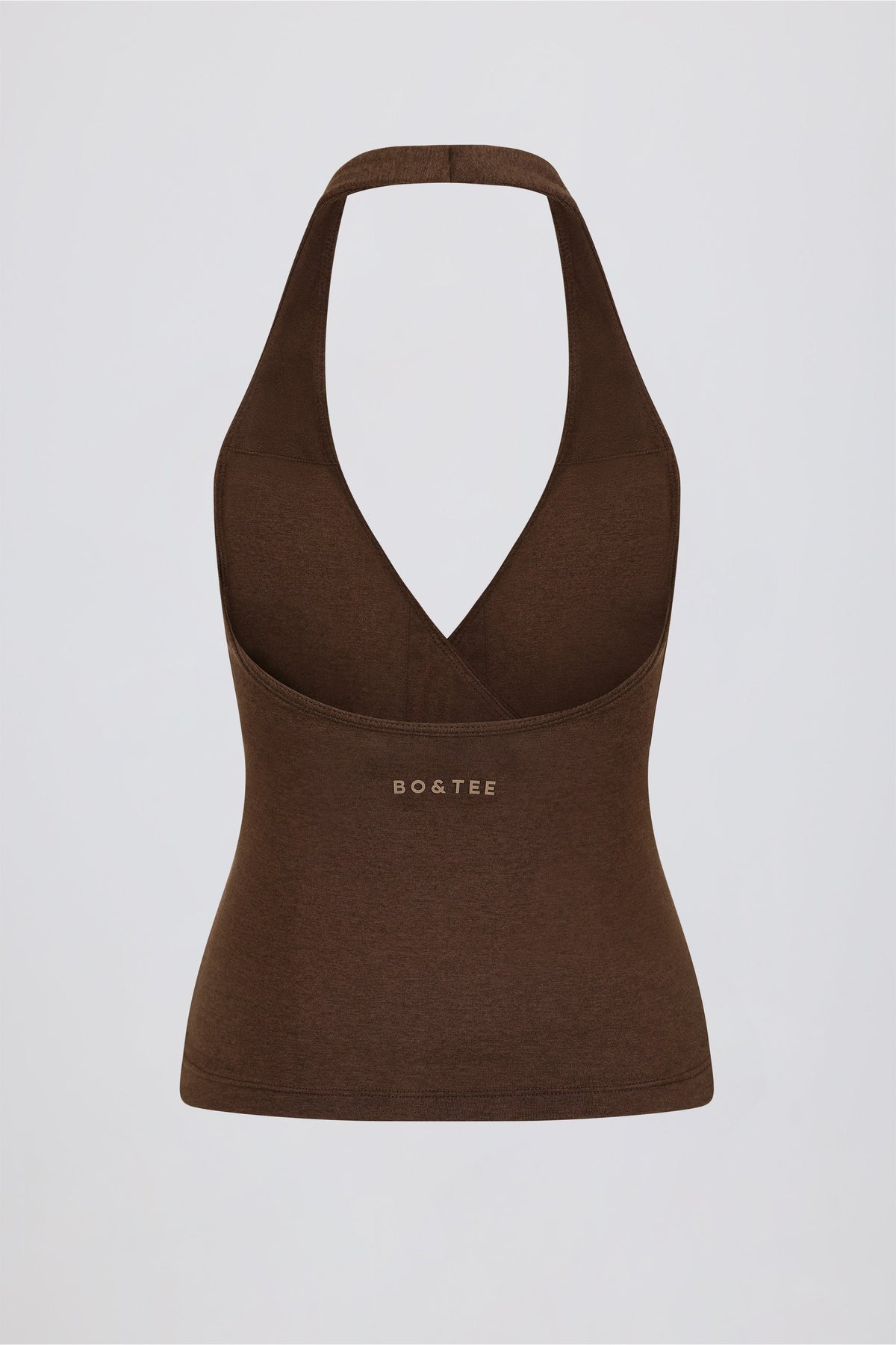 Halterneck Open-Back Tank Top in Pecan Marl
