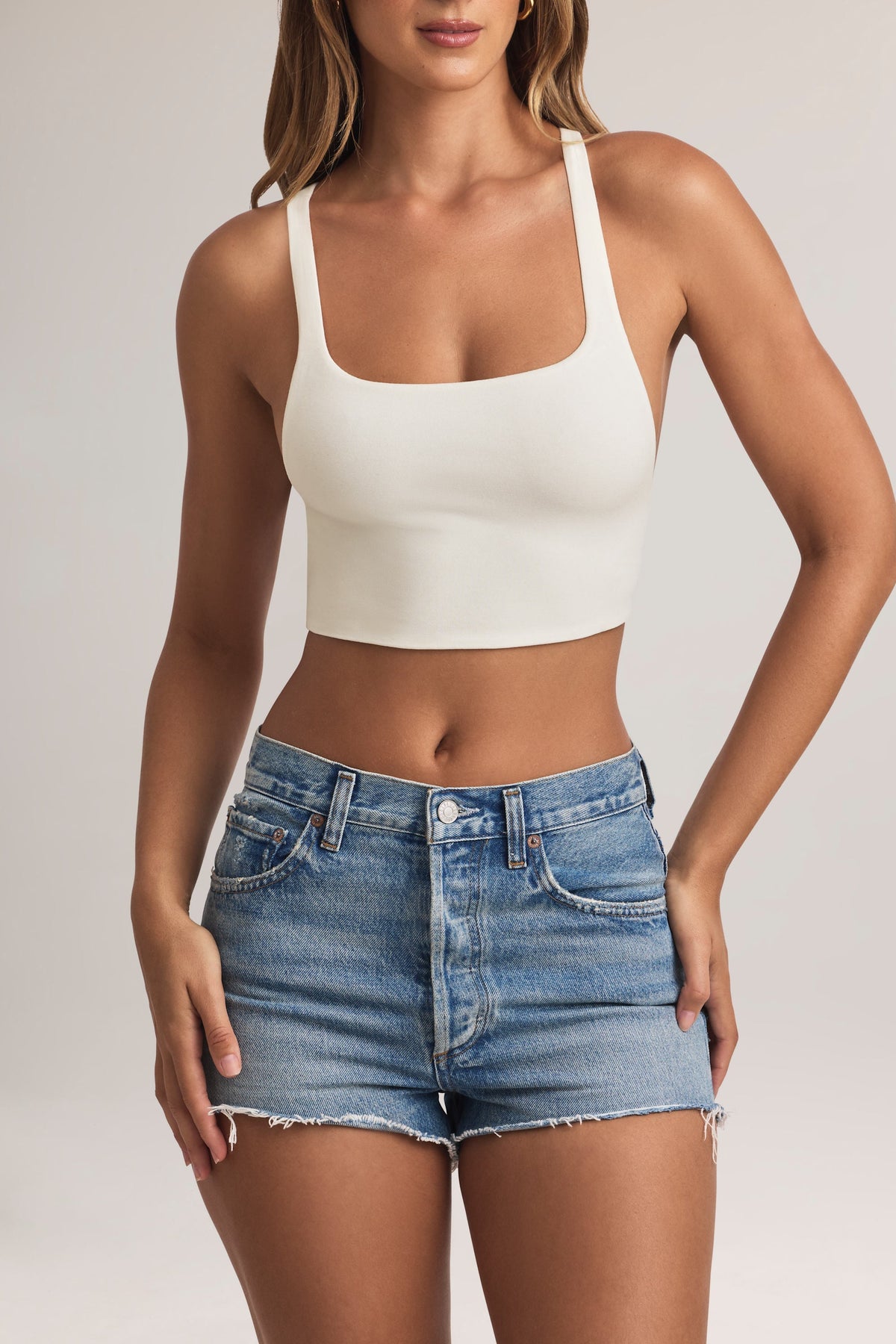 Modal Cross-Back Tank Top in White
